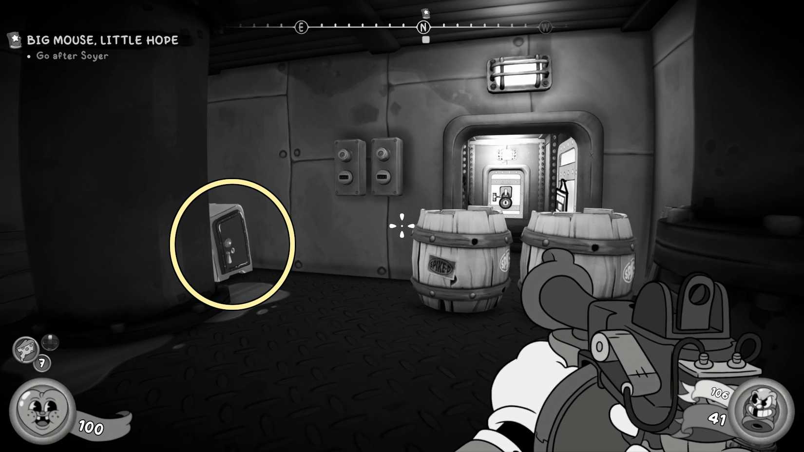 safe by barrels containing final schematic Big Mouse Little Hope final mission