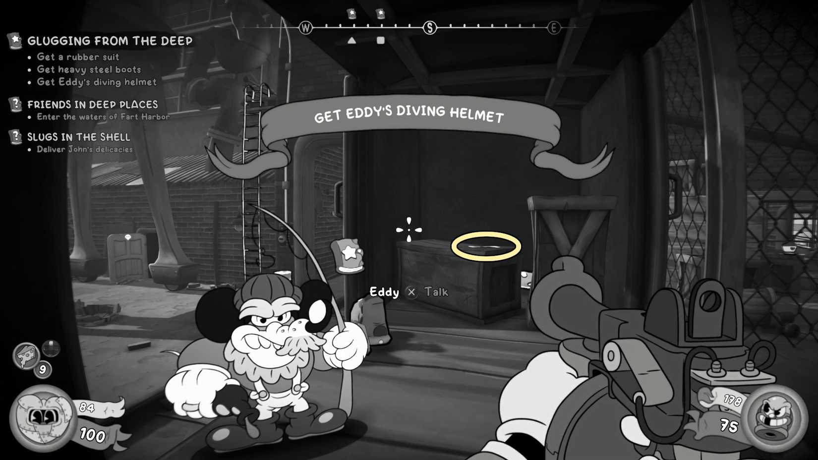 diagram on a crate inside a train car near Eddy in Glugging from the Deep