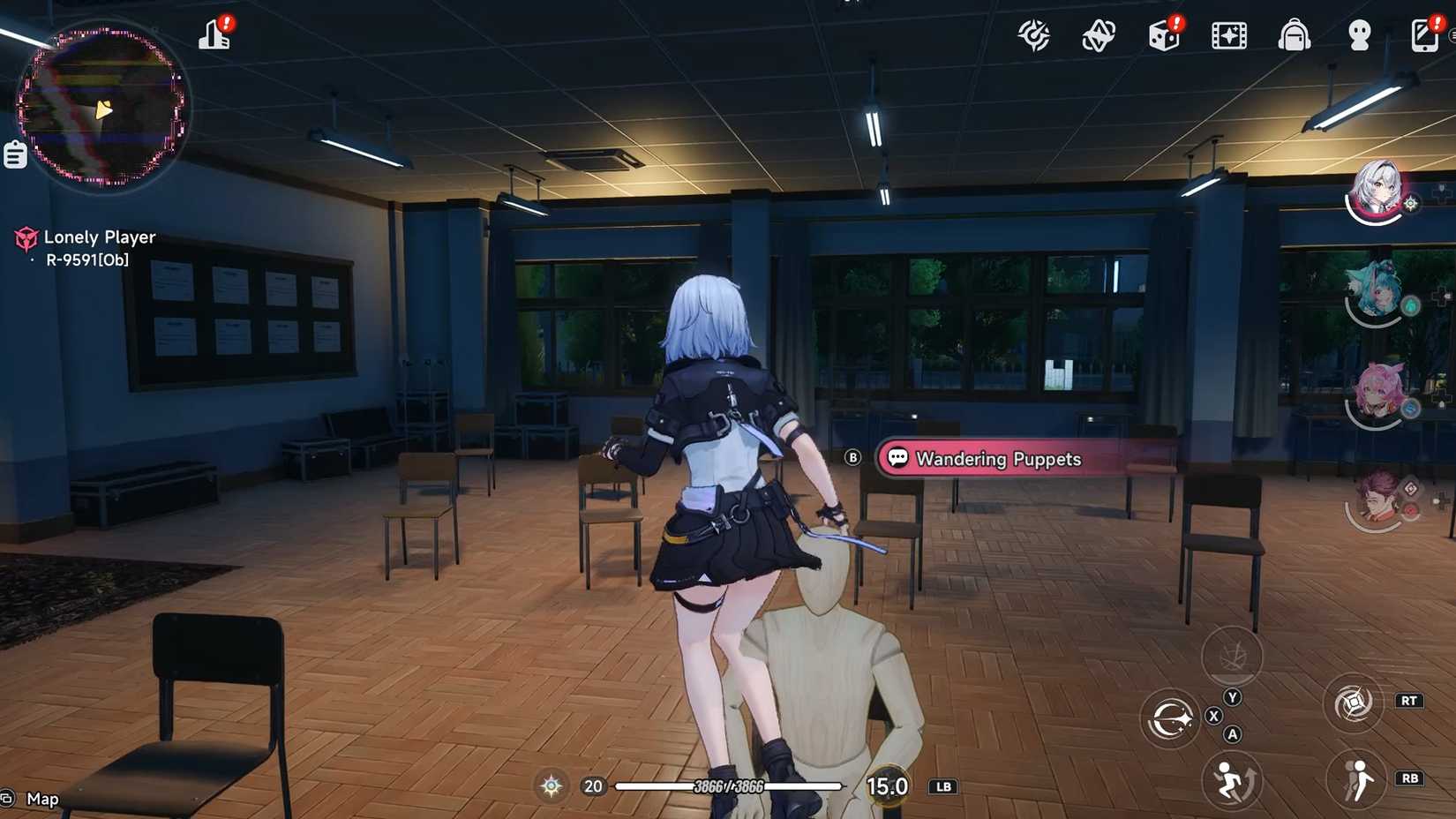neverness-to-everness-nte-lonely-player-anomaly-commission-wandering-puppet-locations - auditorium wandering puppet location interact