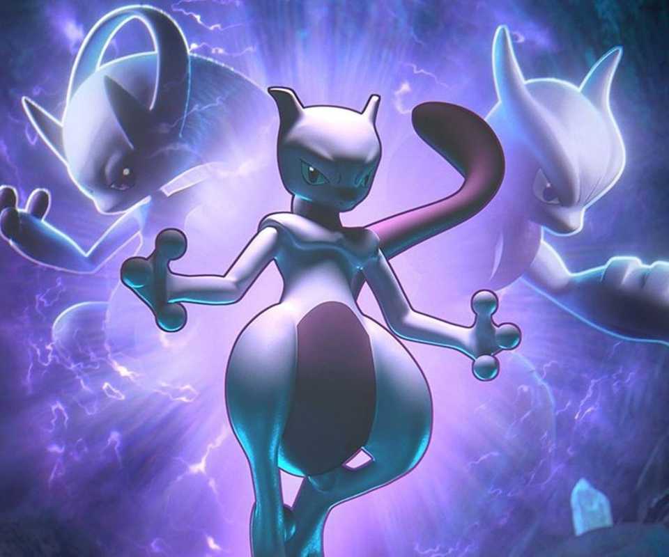 Official art of Mewtwo's Mega Evolutions - Pokemon UNITE