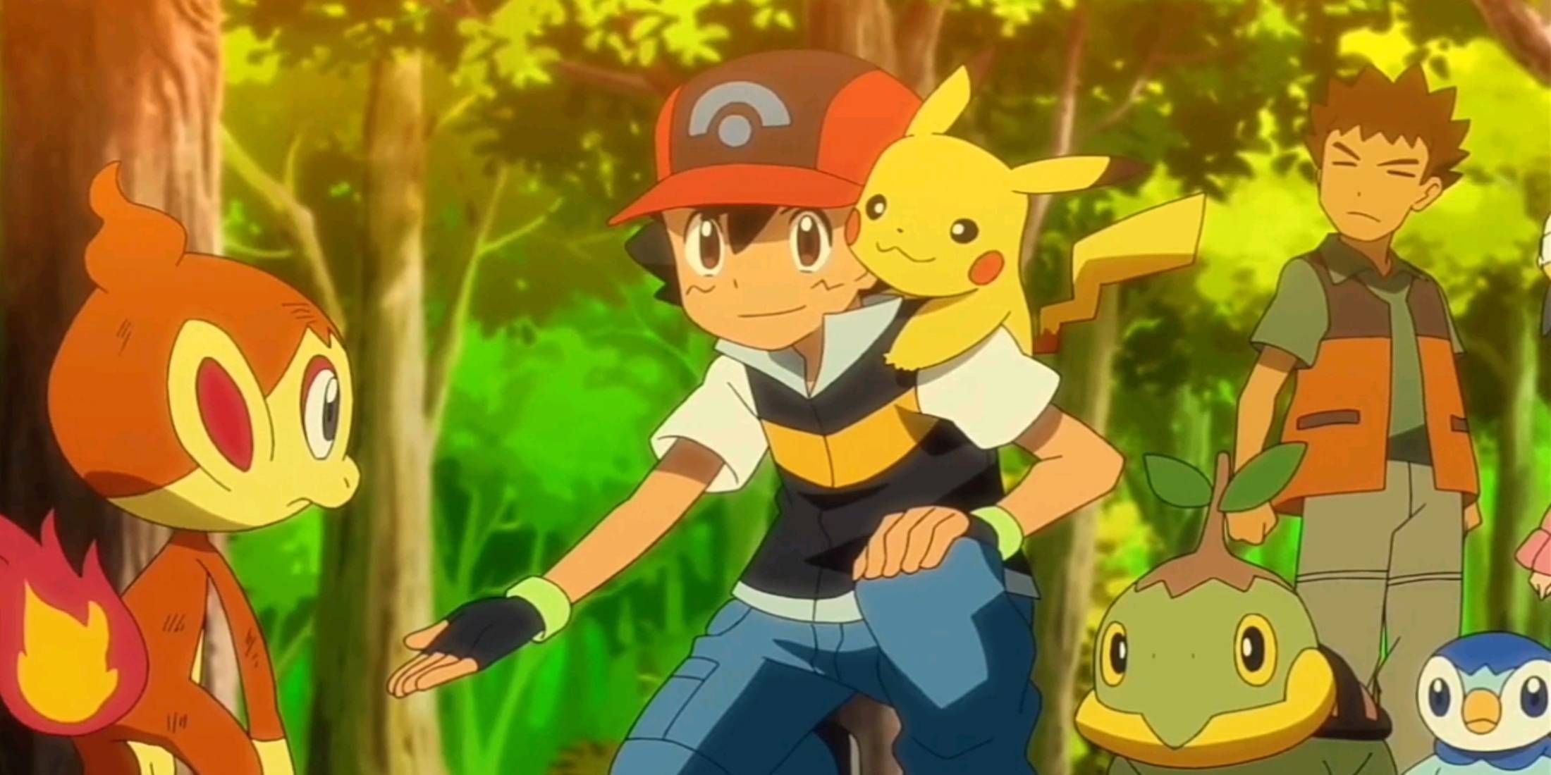 Pokemon Diamond and Pearl Ash Convincing Chimchar to Join Him with Brock, Turtwig, and Piplup Season 10 Episode 51