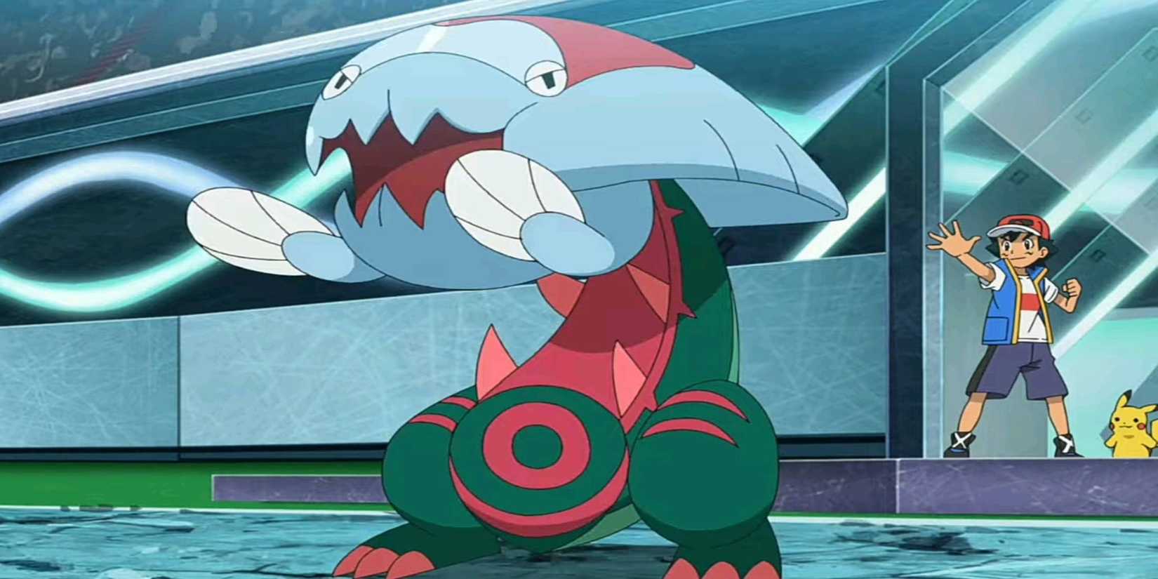 Pokemon Journeys Dracovish with Ash and Pikachu Battling Altaria Episode 104