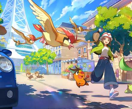 Pokemon Legends Z-A Trainer with Tepig and Chikorita