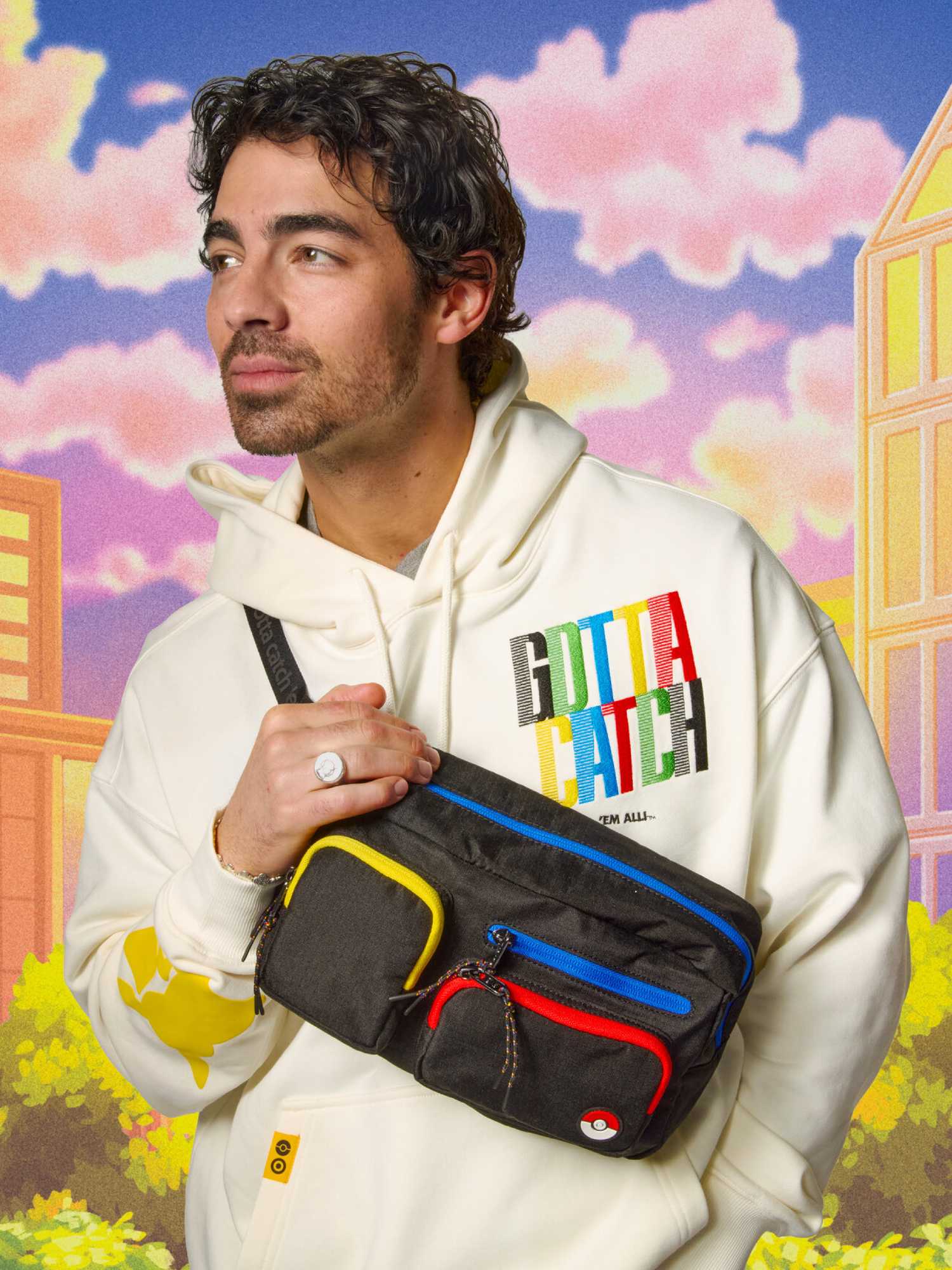 Pokemon Target Joe Jonas with hoodie and bag