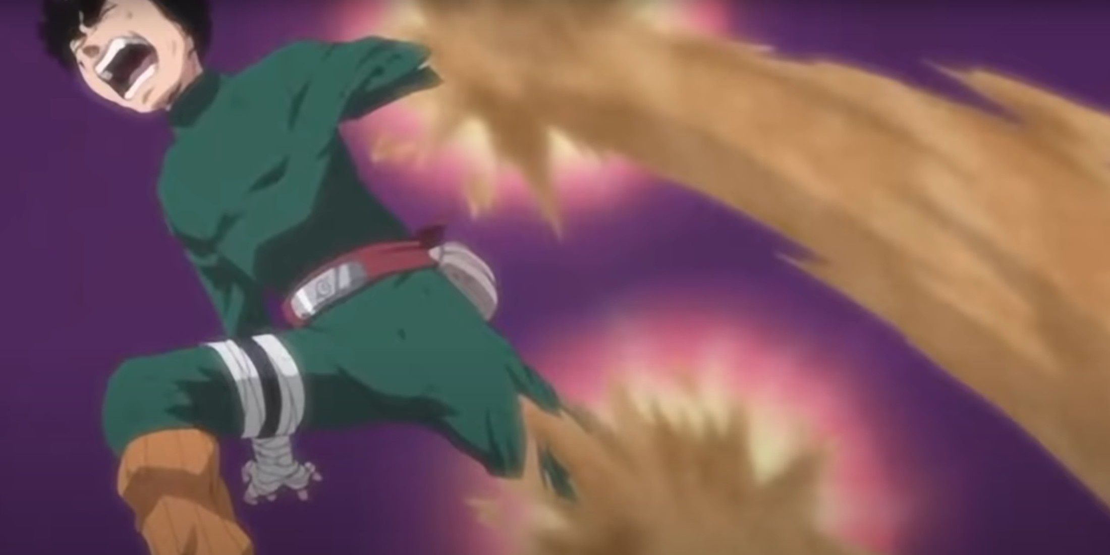 Rock Lee tangan dan kakinya dihancurkan pasir.