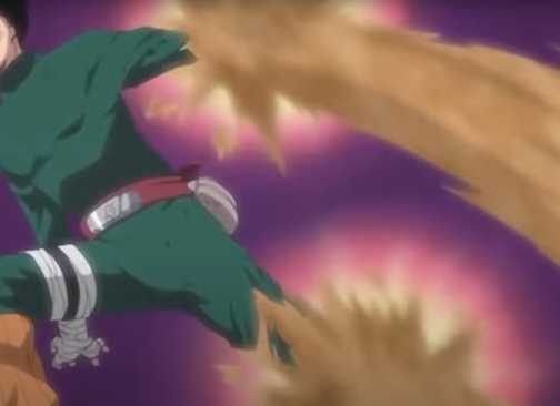 Rock Lee tangan dan kakinya dihancurkan pasir.