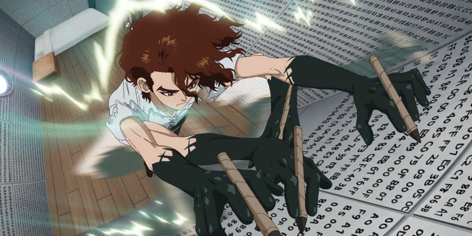 Sai is writing code on the wall.