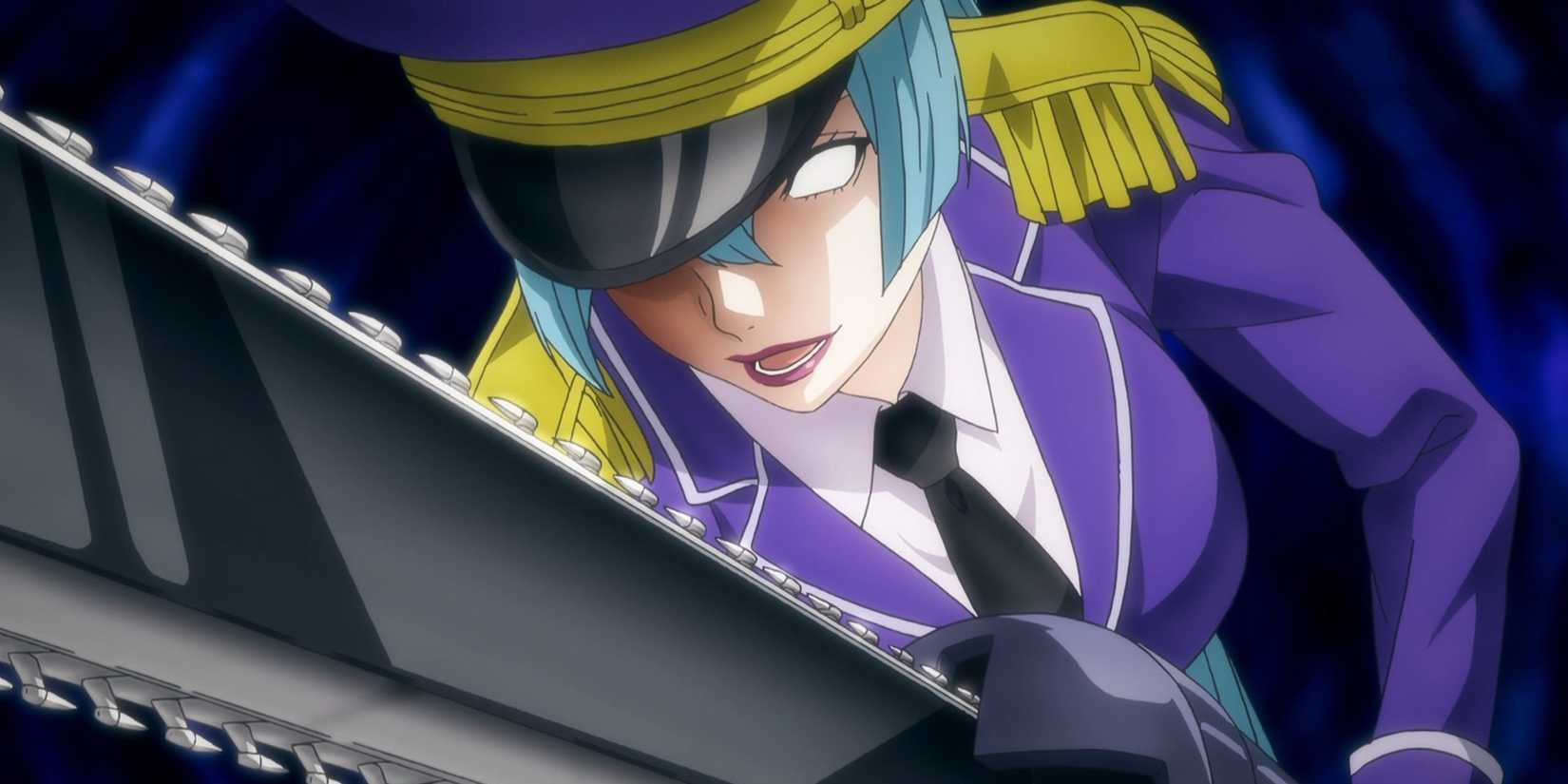 Sarge talks while holding up her chainsaw.