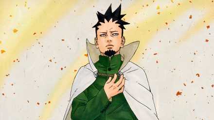 image: shikamaru as acting hokage in boruto two blue swirls.