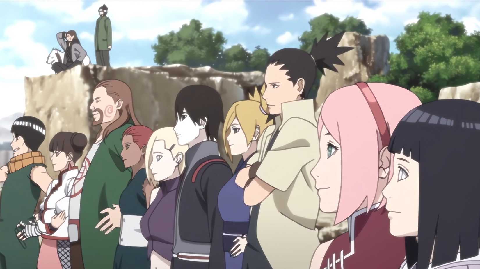 The members of the Konoha 11 standing next to each other as adults.