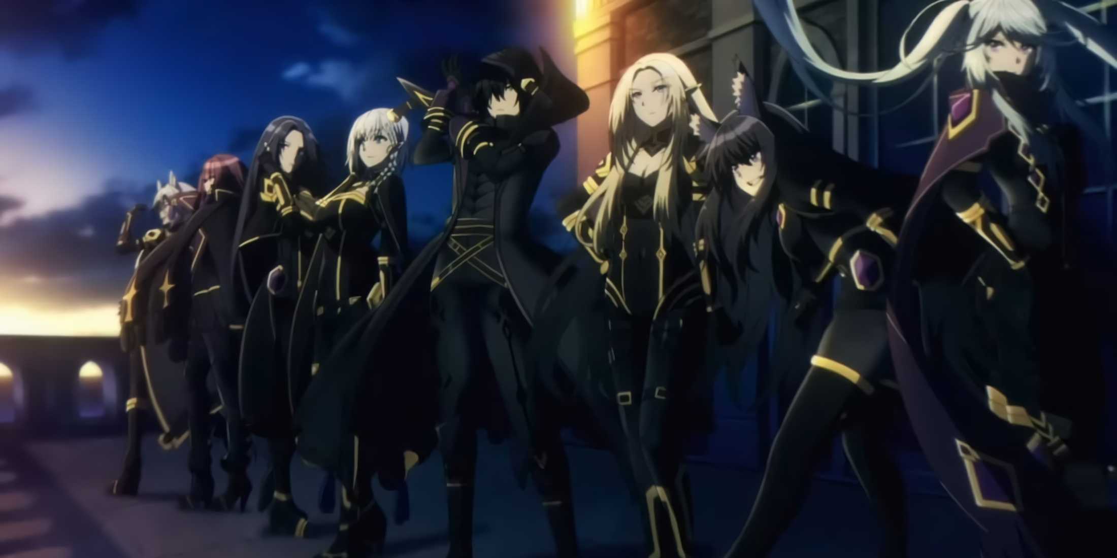 The members of Shadow Garden, with Cid standing in front of everyone else.