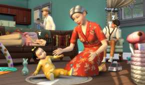 the sims 4 mom with baby on floor
