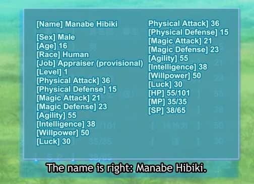 The Strongest Job is Apparently Not a Hero or a Sage, but an Appraiser (Provisional) hibiki's stats