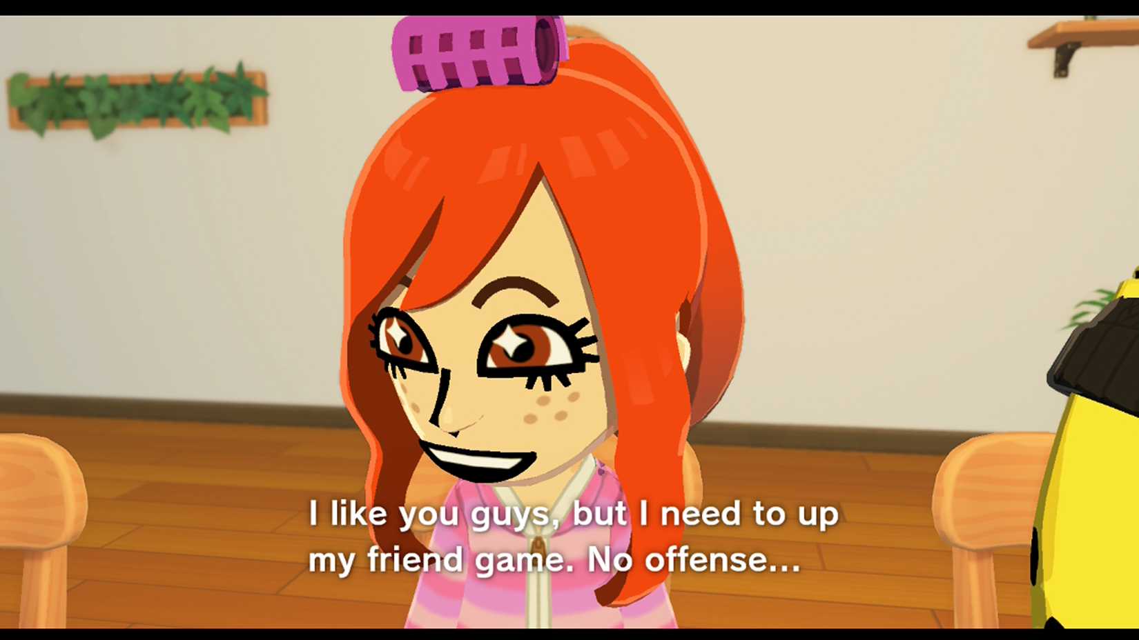 A Mii tells their housemates they need to "up their friend game" in Tomodachi Life: Living the Dream