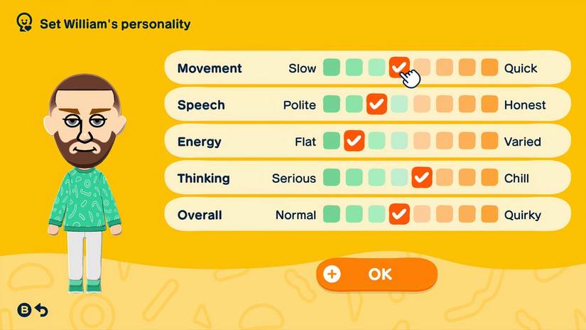 mii personality traits settings tomodachi life living the dream behavior