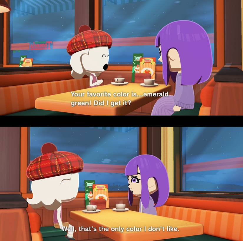 An incident in Tomodachi Life: Living the Dream where one member of the conversation is not receptive to the first member's topics.