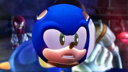 Image showing the Sonic Boom design on top of a cutscene from Sonic the Hedgehog (2006)
