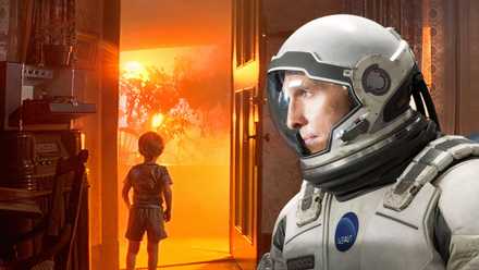 A combined image of stills from Close Encounter of The Third Kind and Interstellar