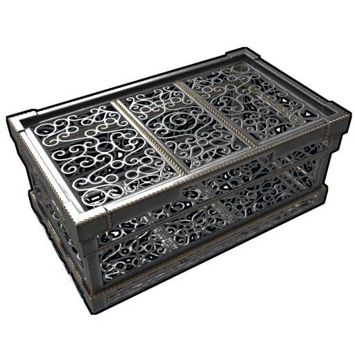 A large iron box rusted