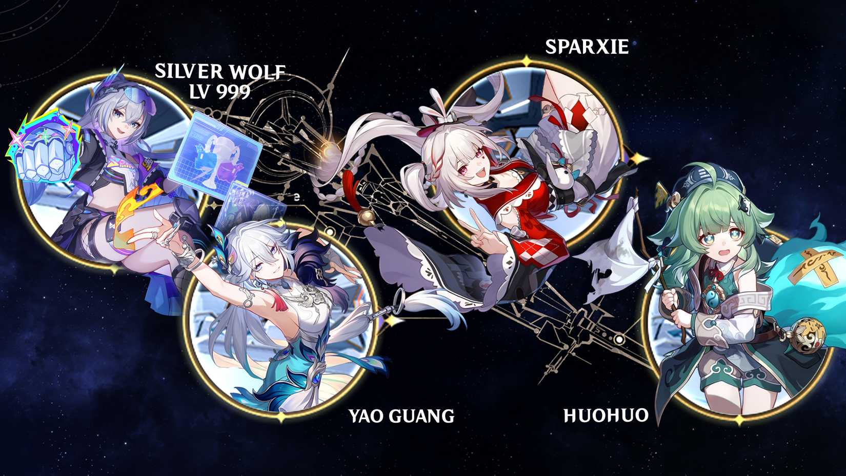 Yao Guang - Sparxie - Huohuo - and Silver Wolf LV 999 Honkai Star Rail best team