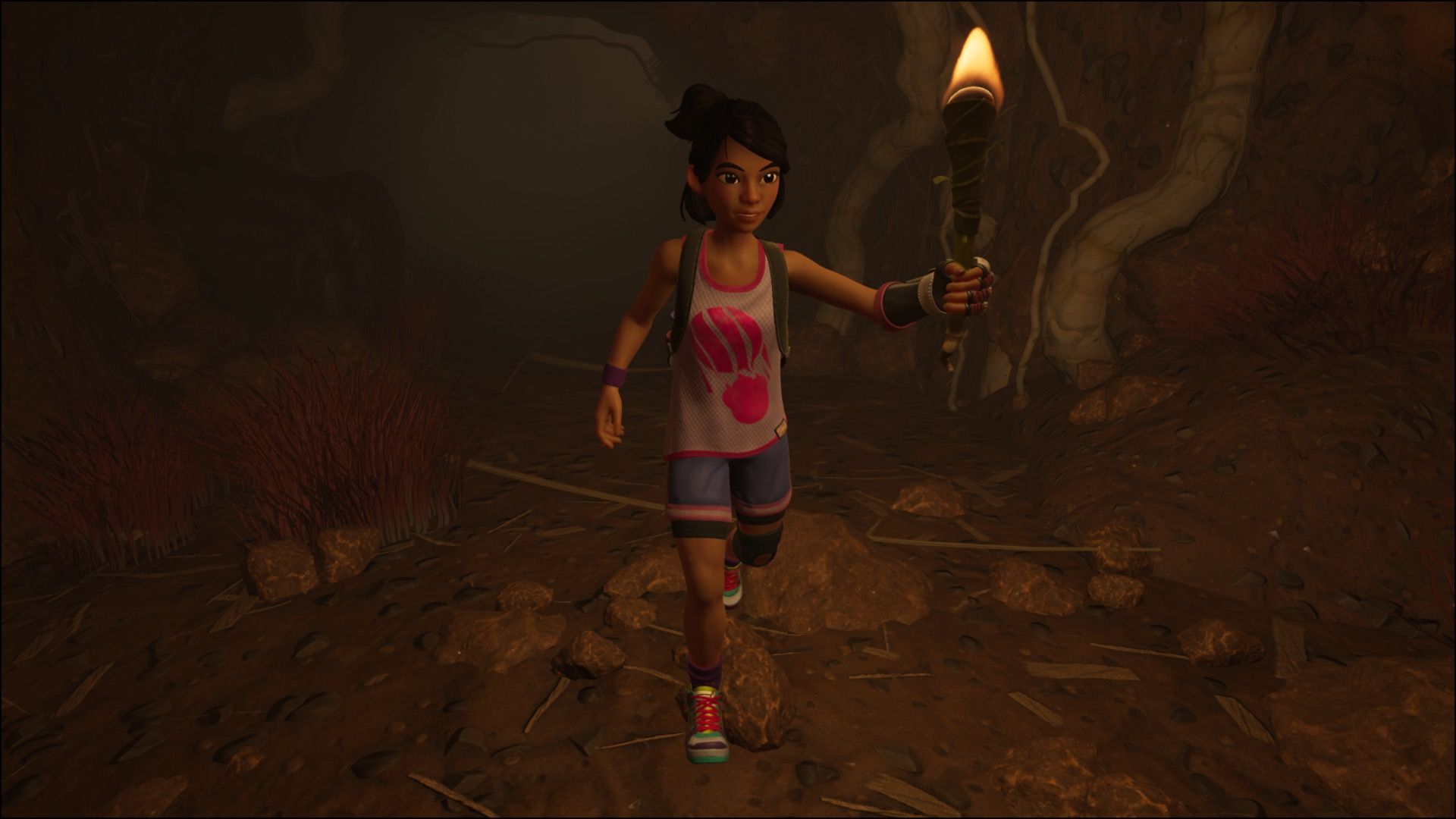 Your character running through a cave in Grounded 2