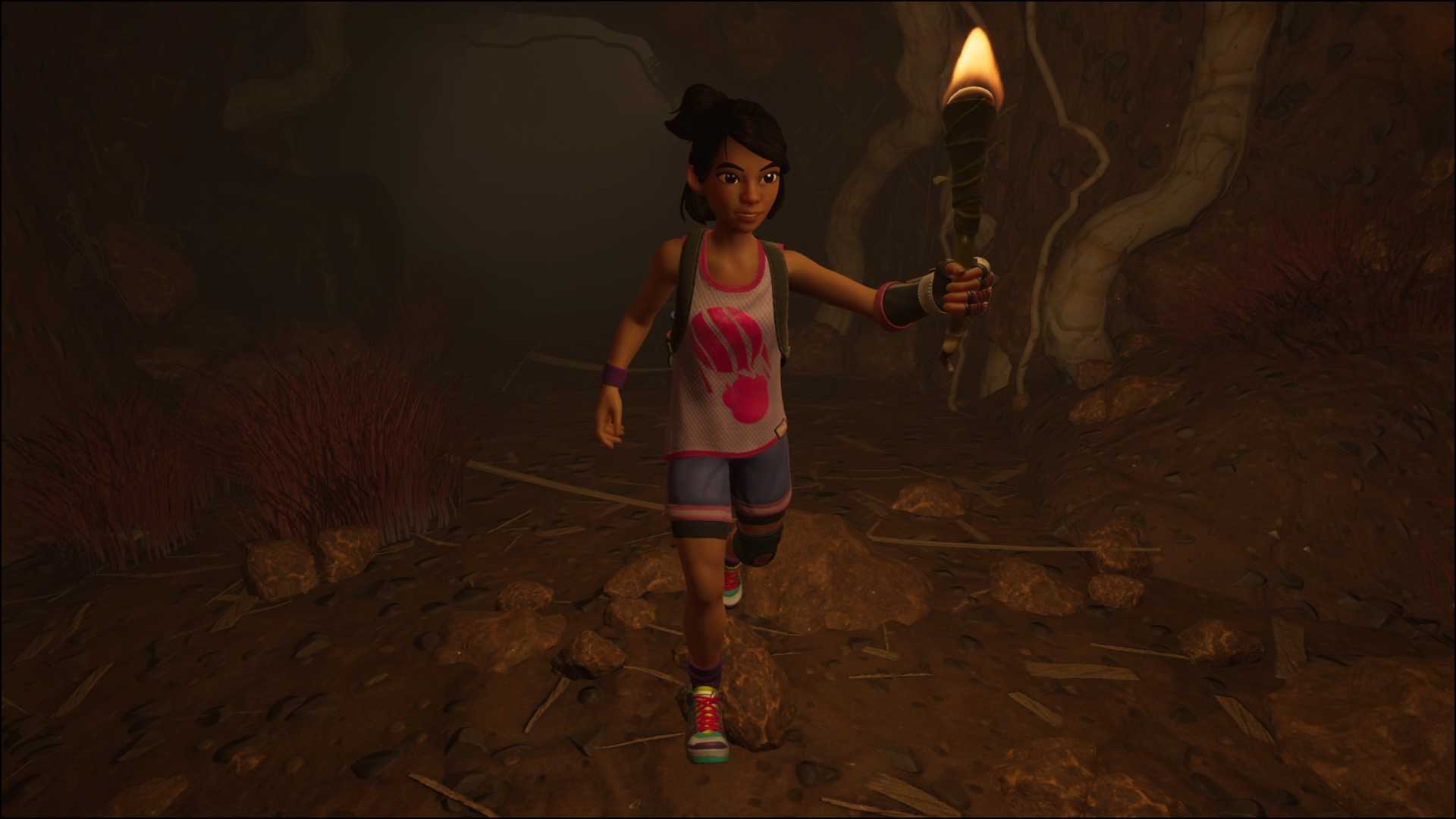 Your character running in a cave in Grounded 2