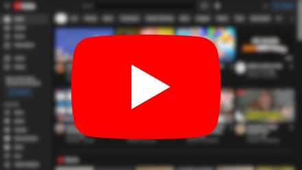 The YouTube logo set against a blurred image of YouTube's homepage