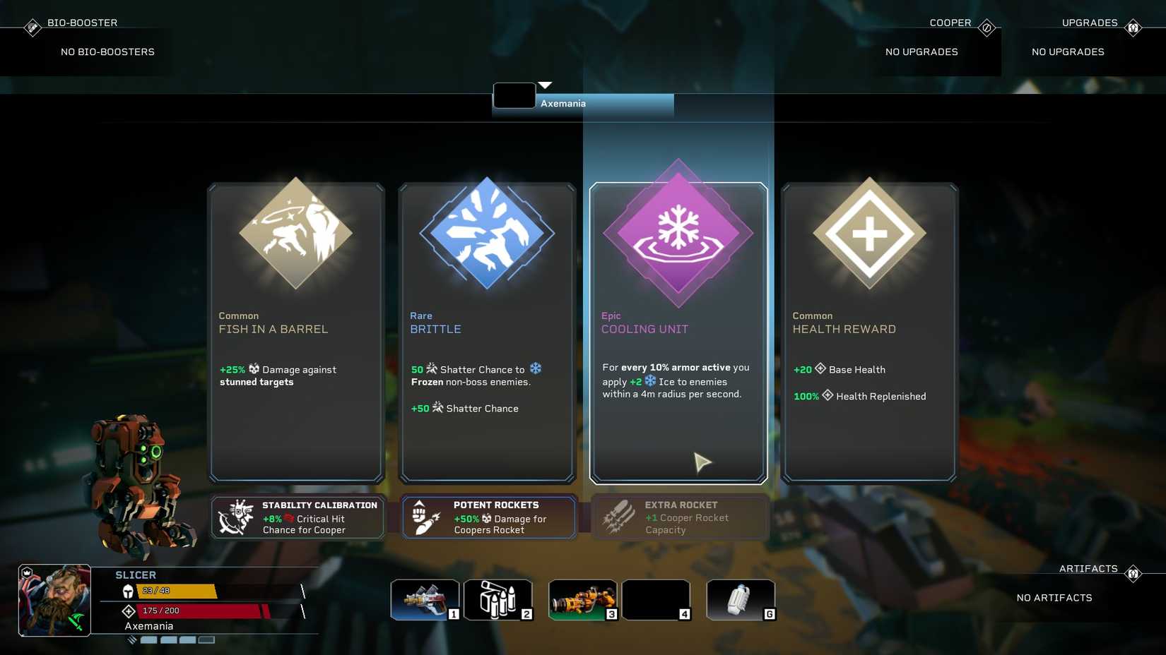 DRG Rogue Core Character Upgrades Screen