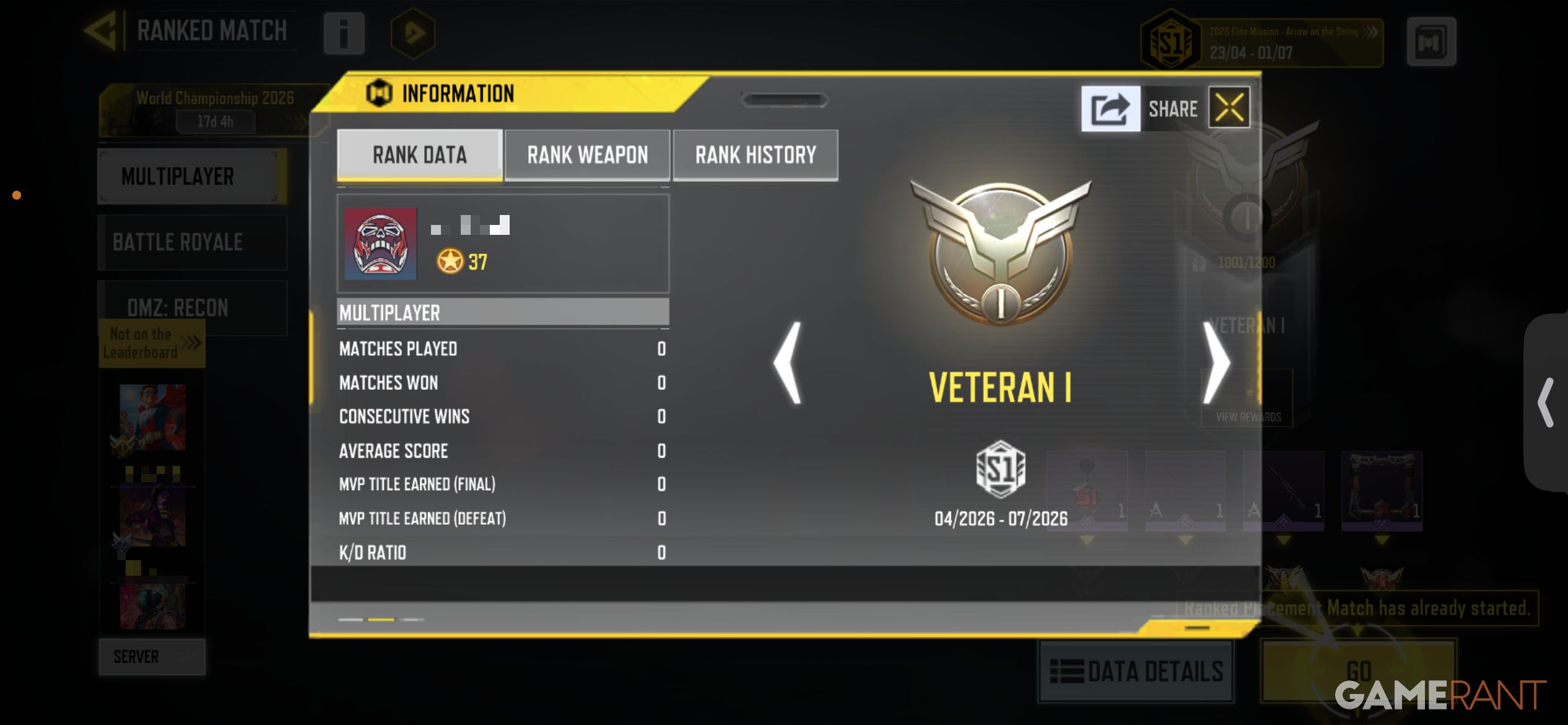All Call of Duty Mobile Rank Requirements