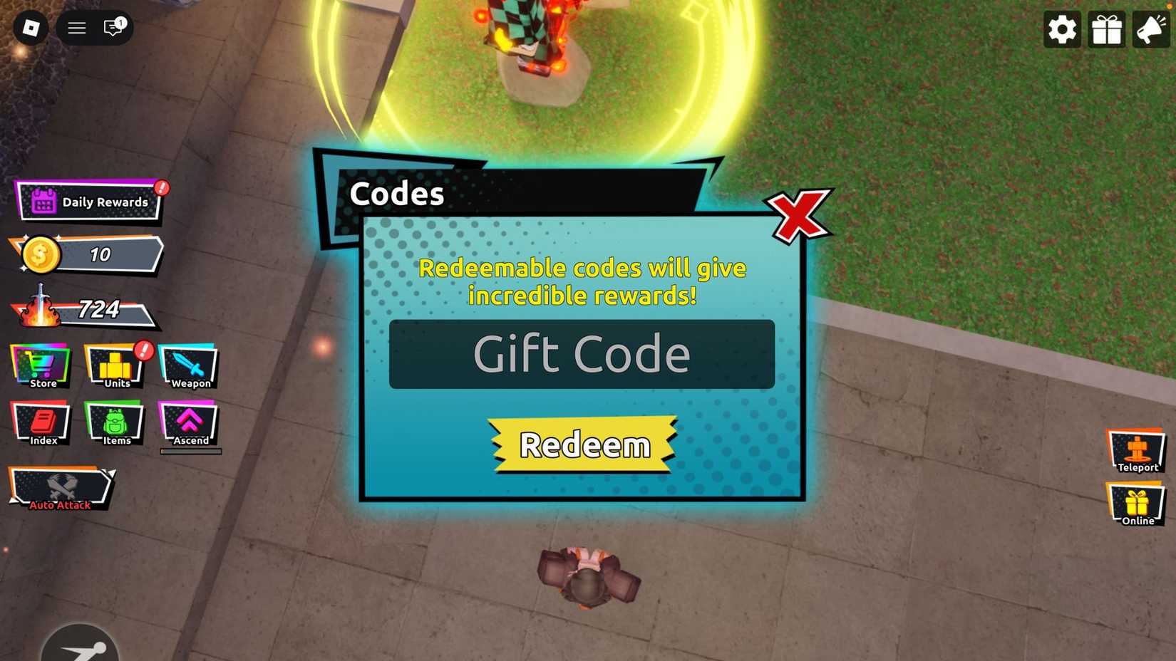 Anime Slayer - tab codes