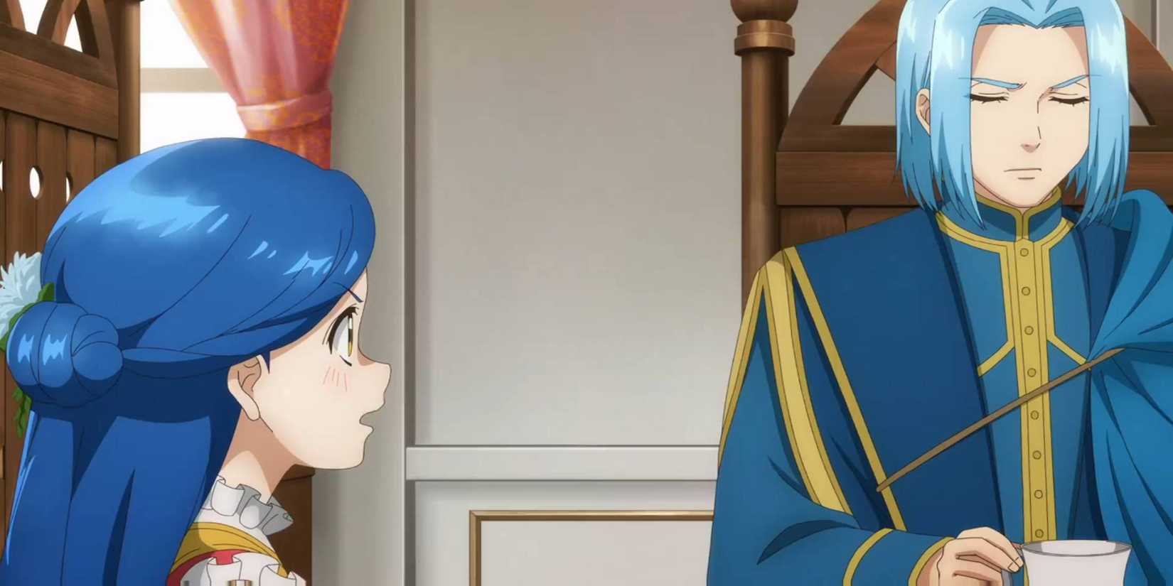 The Ascension of the Adopted Bookworm Archduke's daughter Rozemyne ​​and Ferdinand argue before the start of Season 4 Episode 5