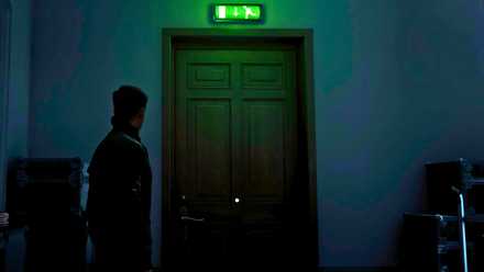 Use the backstage door 007 First Light behind the curtain