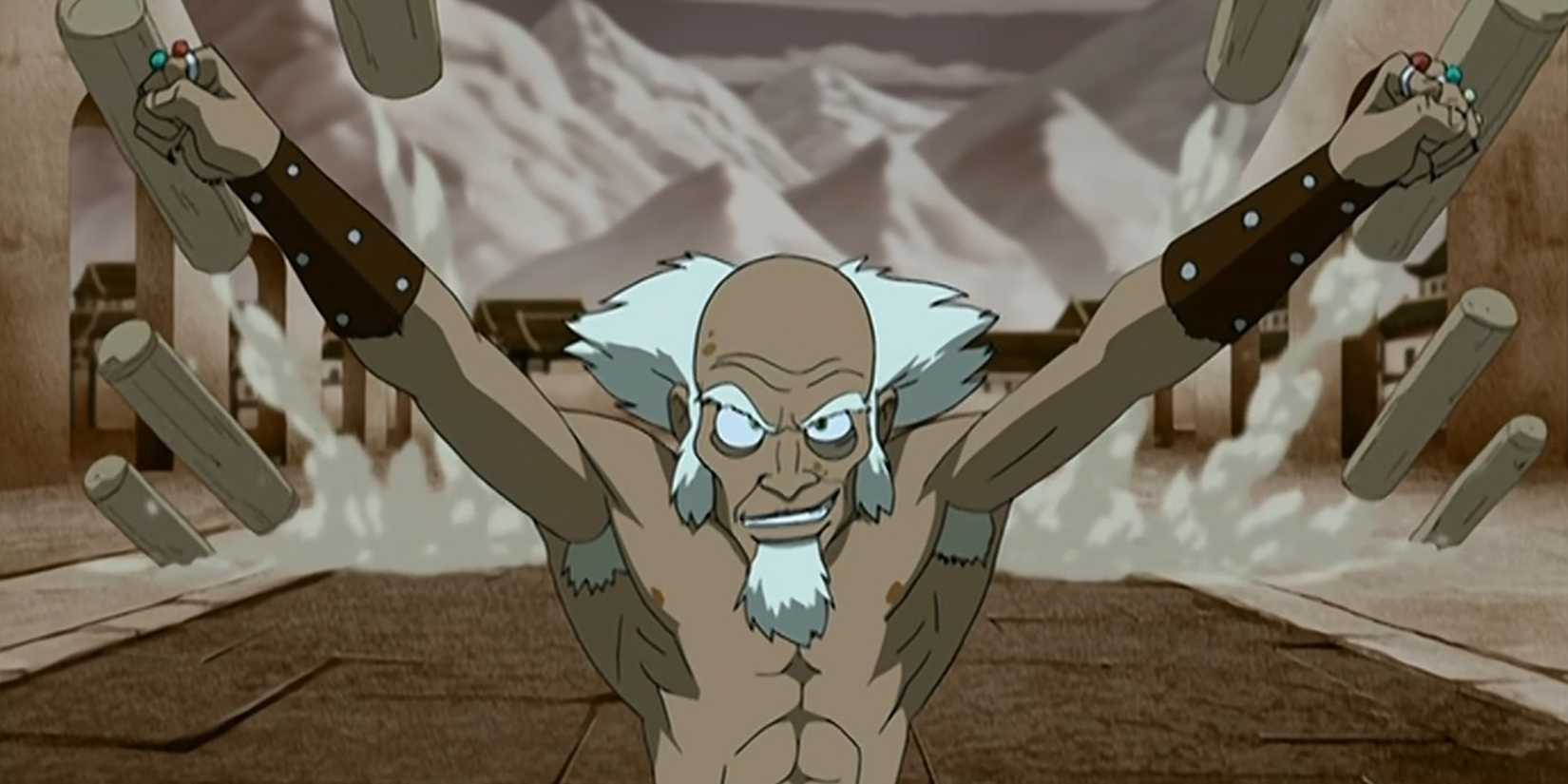 Bumi fights with his fists out.
