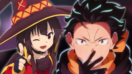 Megumin from Konosuba and Subaru's image from Re:Zero go head-to-head for the title of Best Isekai at the CrinkleRoll Awards
