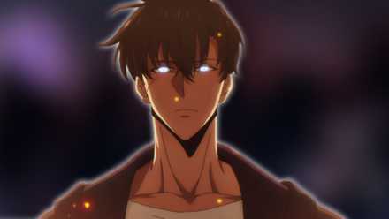 An image of Sung Jin-woo, the protagonist of Solo Leveling, proudly standing in celebration of the series' Crunchyroll viewership rating exceeding 1 million.
