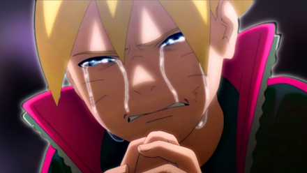 An image of a crying Boruto Uzumaki, representing the shonen arc twist in Boruto: Two Blue Vortexes