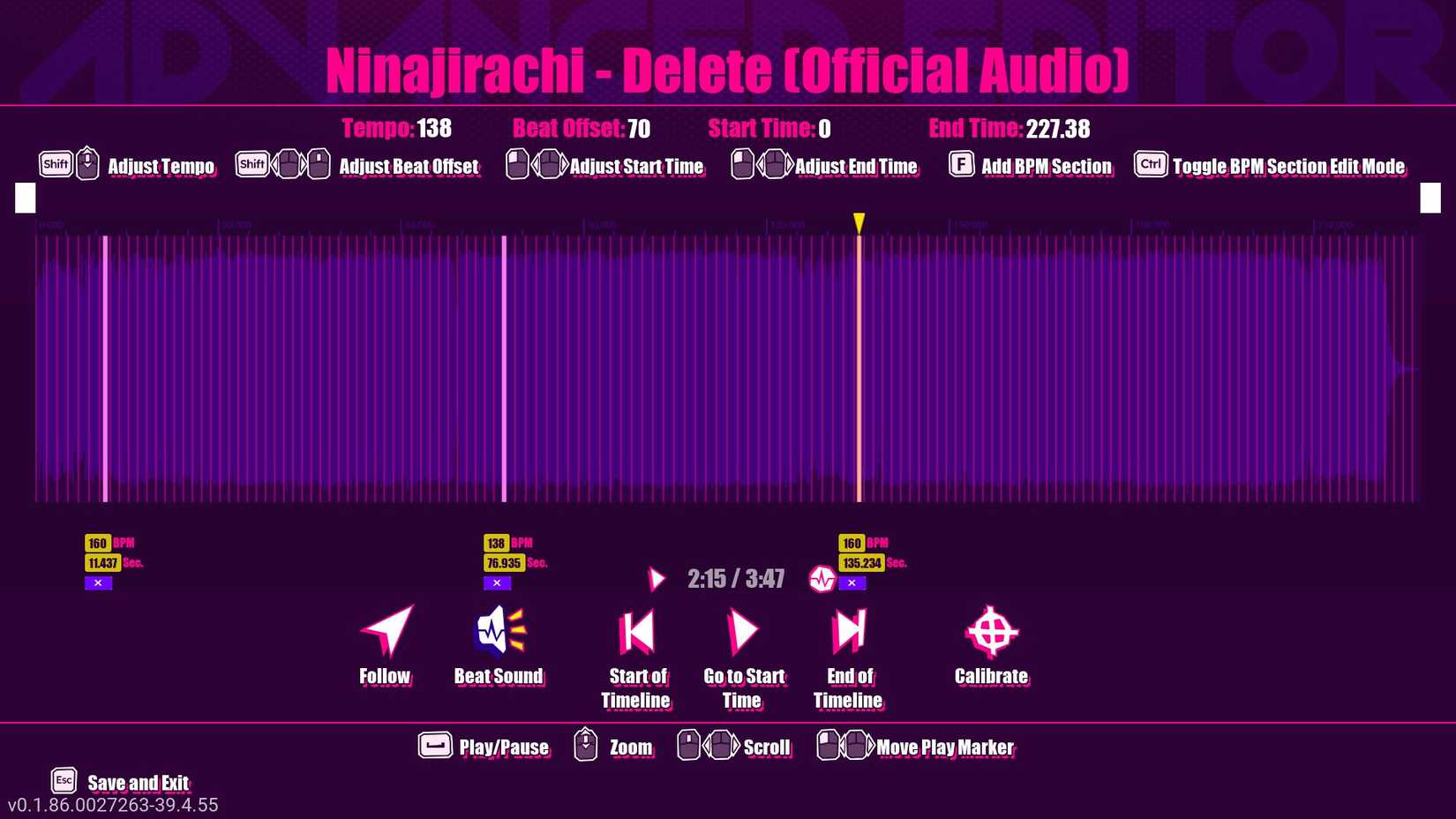 More BPM sections in Dead like Disco music editor