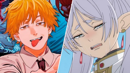 Denji sticks out his tongue and the Friar cries