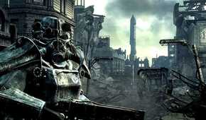 fallout 3 character standing holding a gun