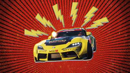 forza horizon 6 car with spider sense symbols and red and black background