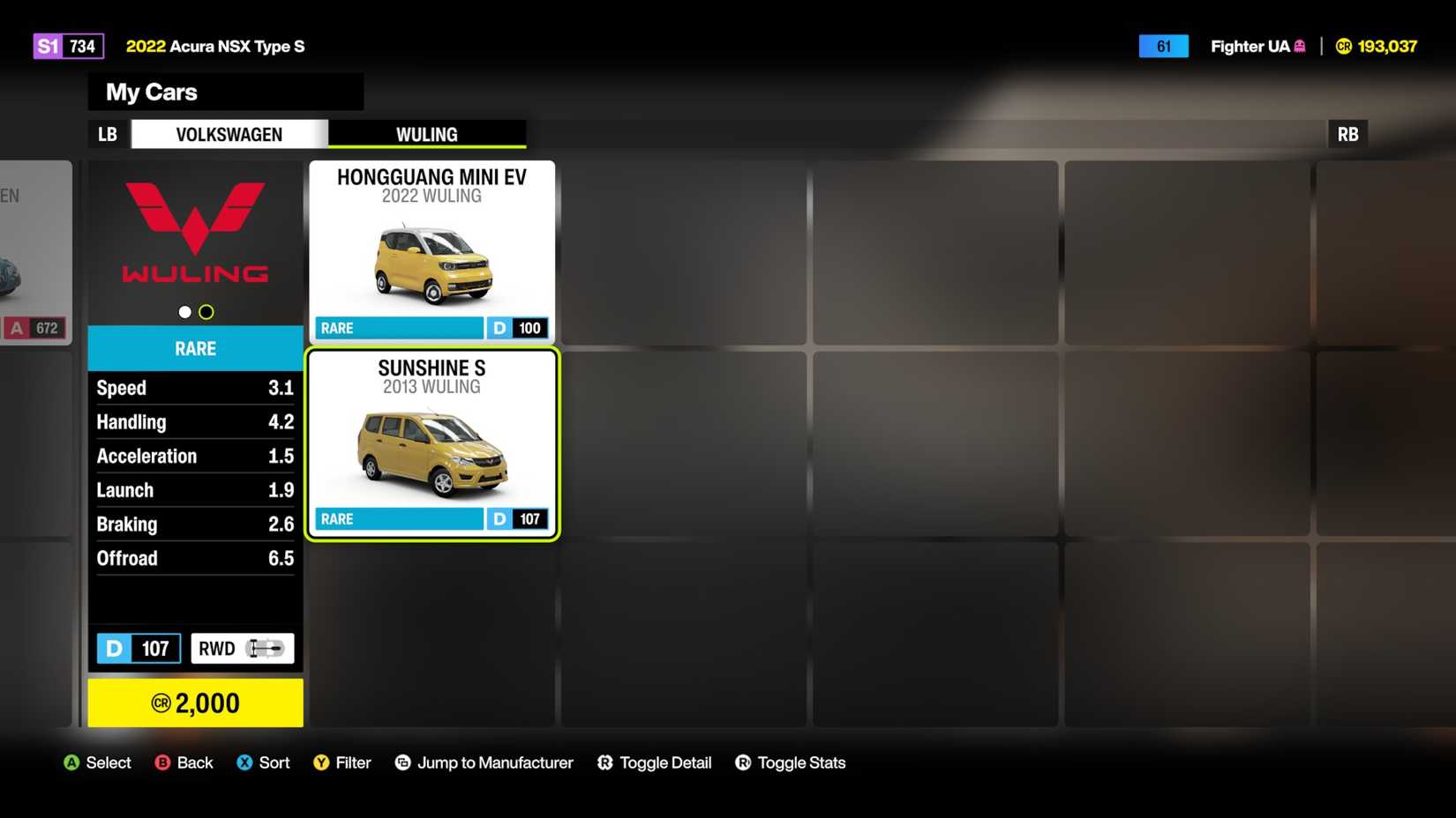 Forza Horizon 6 Wuling Sunshine S Auction