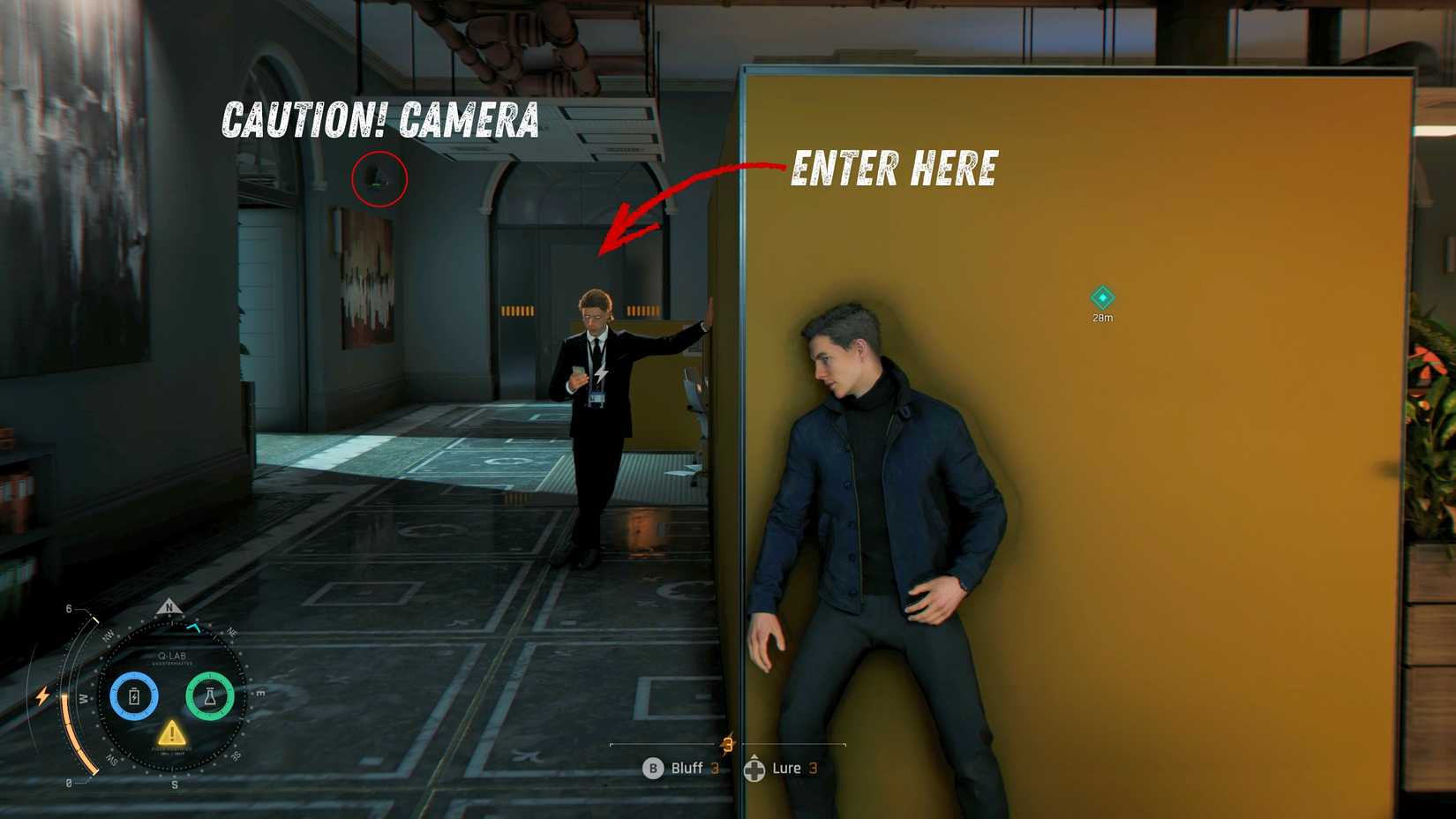 Go through the main corridor outside the CCTV room 007 First Light