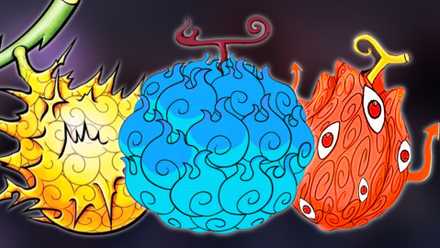 An image of three devil fruits appearing in the final saga of a piece.