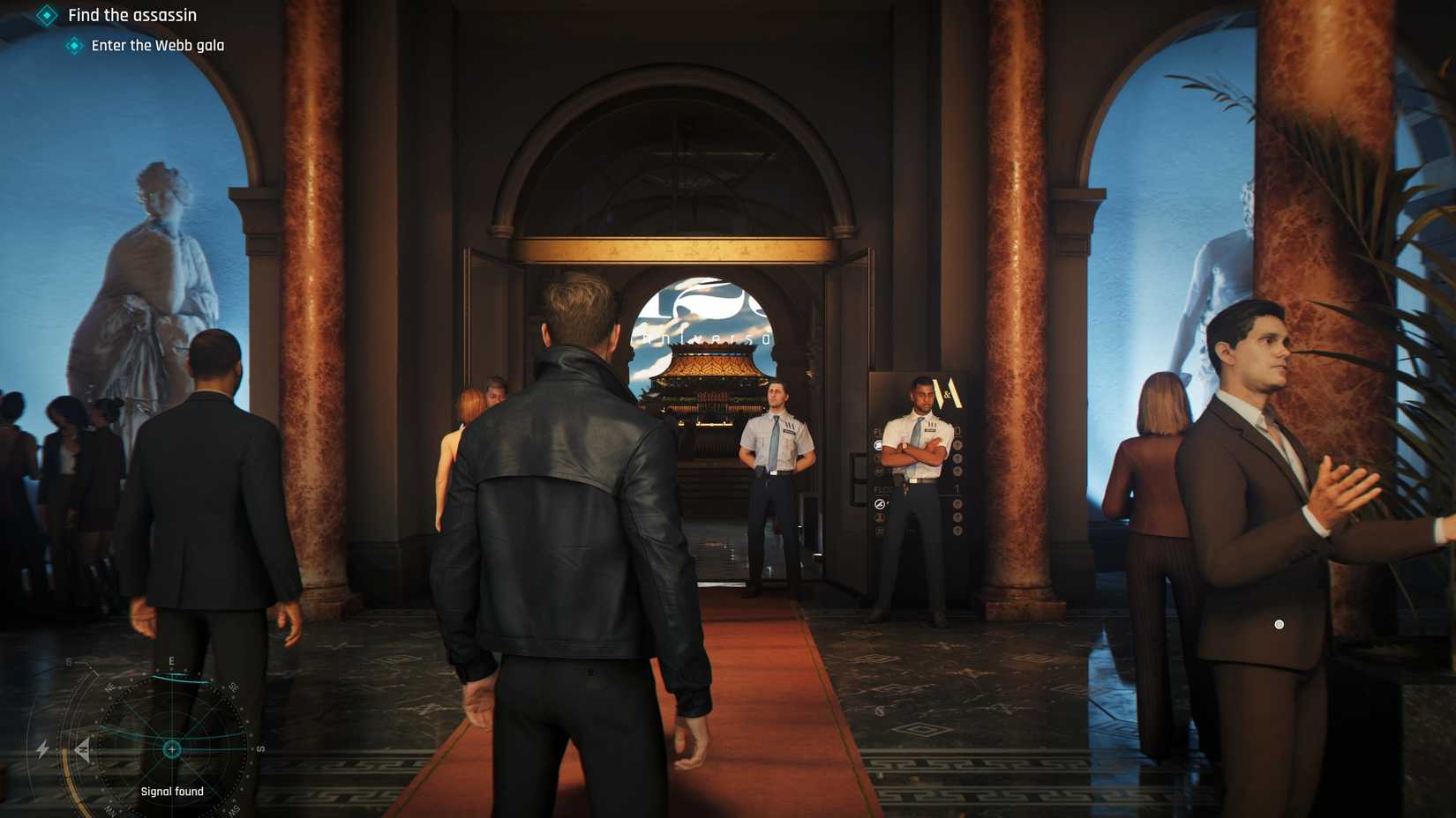 Guards blocking the entrance to 007 First Light WEB GALA INVITATION