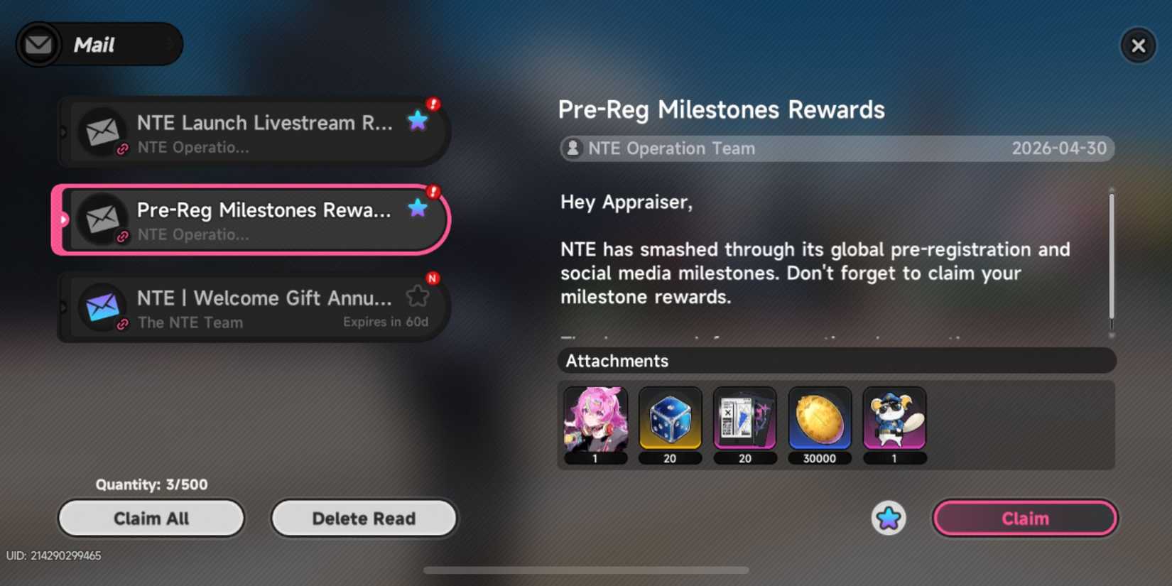 how to reroll nte 