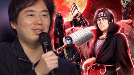 Image of Naruto creator Masashi Kishimoto next to Akatsuki from Kai no Sho.