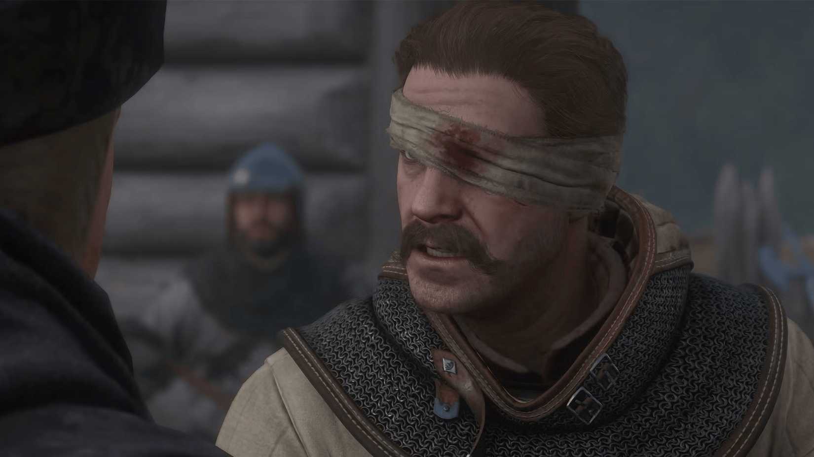 Jan Žižka bloody bandage angry in Kingdom Come Deliverance 2