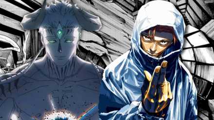 Image of Yuji Itadori as an adult with Dabura Karaba from Jujutsu Kaisen: Modulo, competing for the title of the new strongest after Gojo Satoru