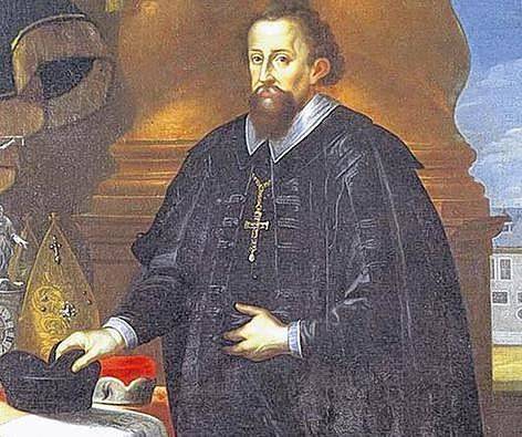 A 17th-century portrait illustration of Prince Bishop of Wurzberg Julius Echter von Mespelbrunn