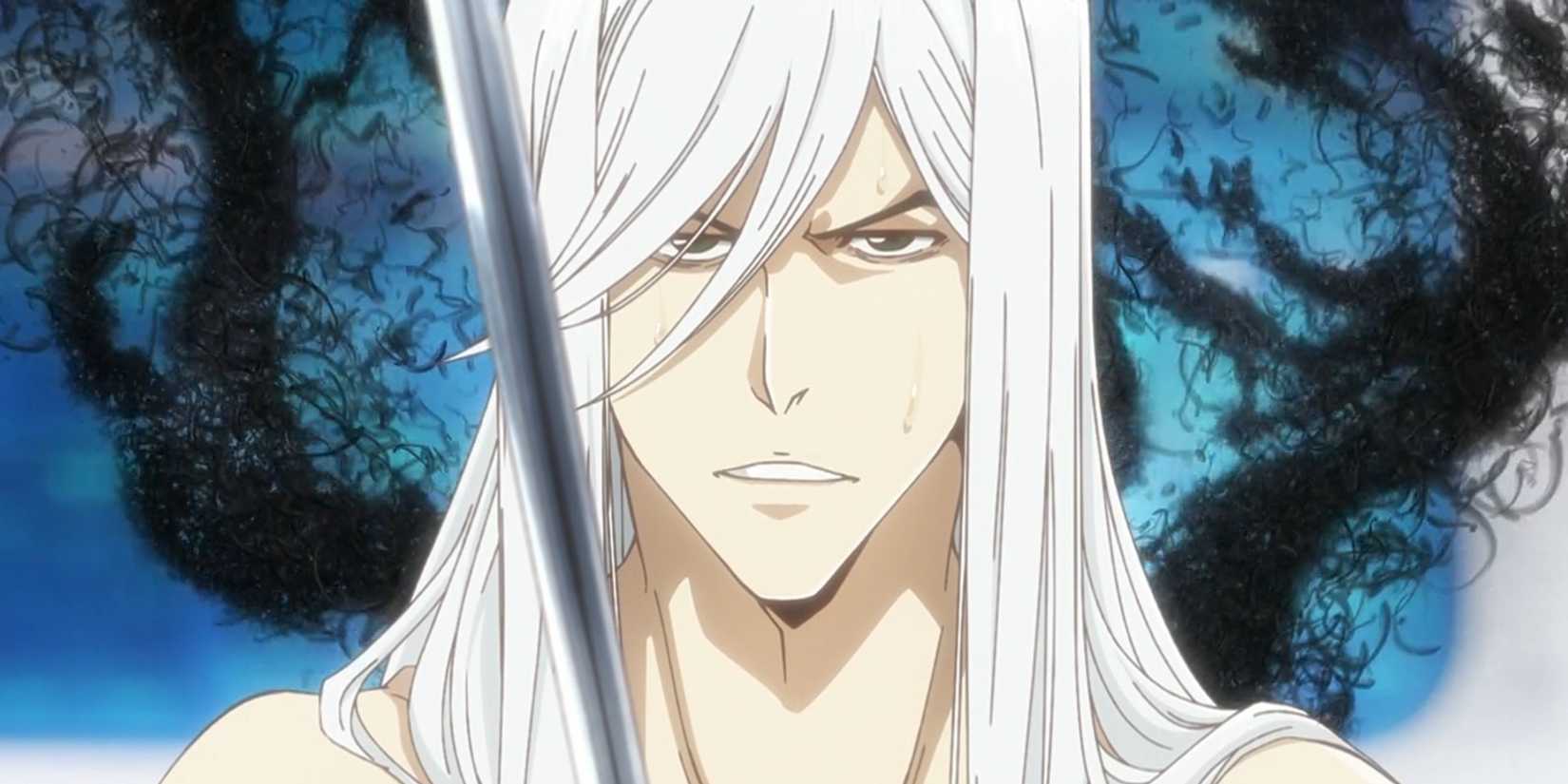 jushiro ukitake talks while mimihagi's dark essence surrounds him.